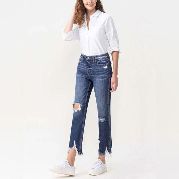 💲2️⃣0️⃣ Bundled ✔️Lovervet By VERVET Womens Dark RINSE Blue Jeans "JACKIE" Sz 8 - Picture 1 of 15